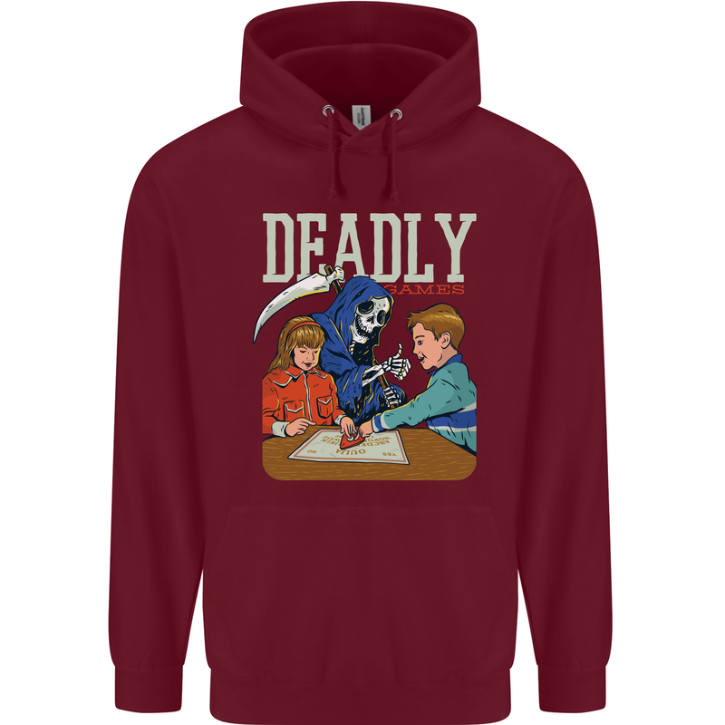 Deadly Games For Kids Grim Reaper Ouija Board Mens 80% Cotton Hoodie Maroon