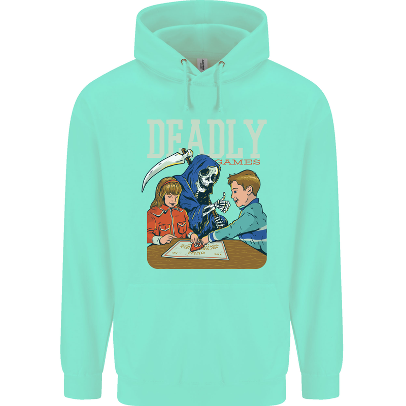 Deadly Games For Kids Grim Reaper Ouija Board Mens 80% Cotton Hoodie Peppermint