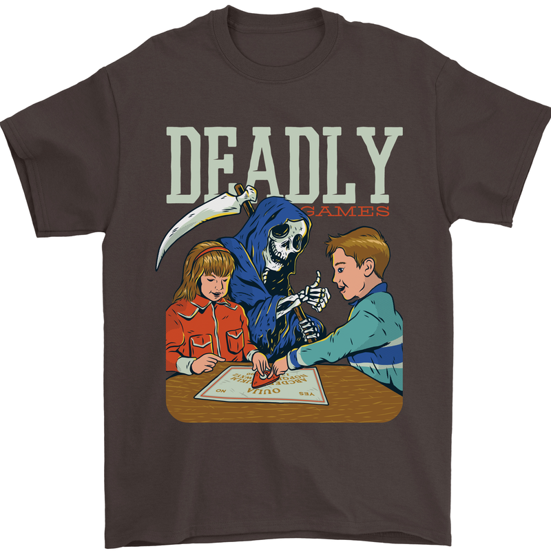 Deadly Games For Kids Grim Reaper Ouija Board Mens T-Shirt 100% Cotton Dark Chocolate
