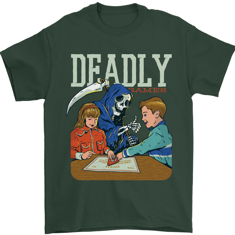 Deadly Games For Kids Grim Reaper Ouija Board Mens T-Shirt 100% Cotton Forest Green