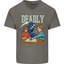 Deadly Games For Kids Grim Reaper Ouija Board Mens V-Neck Cotton T-Shirt Charcoal