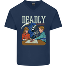 Deadly Games For Kids Grim Reaper Ouija Board Mens V-Neck Cotton T-Shirt Navy Blue