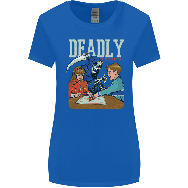 Deadly Games For Kids Grim Reaper Ouija Board Womens Wider Cut T-Shirt Royal Blue
