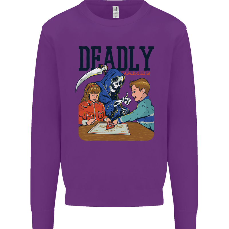 Deadly Games Ouija Board For Kids Grim Reaper Kids Sweatshirt Jumper Purple