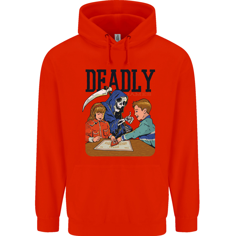 Deadly Games Ouija Board For Kids Grim Reaper Mens 80% Cotton Hoodie Bright Red