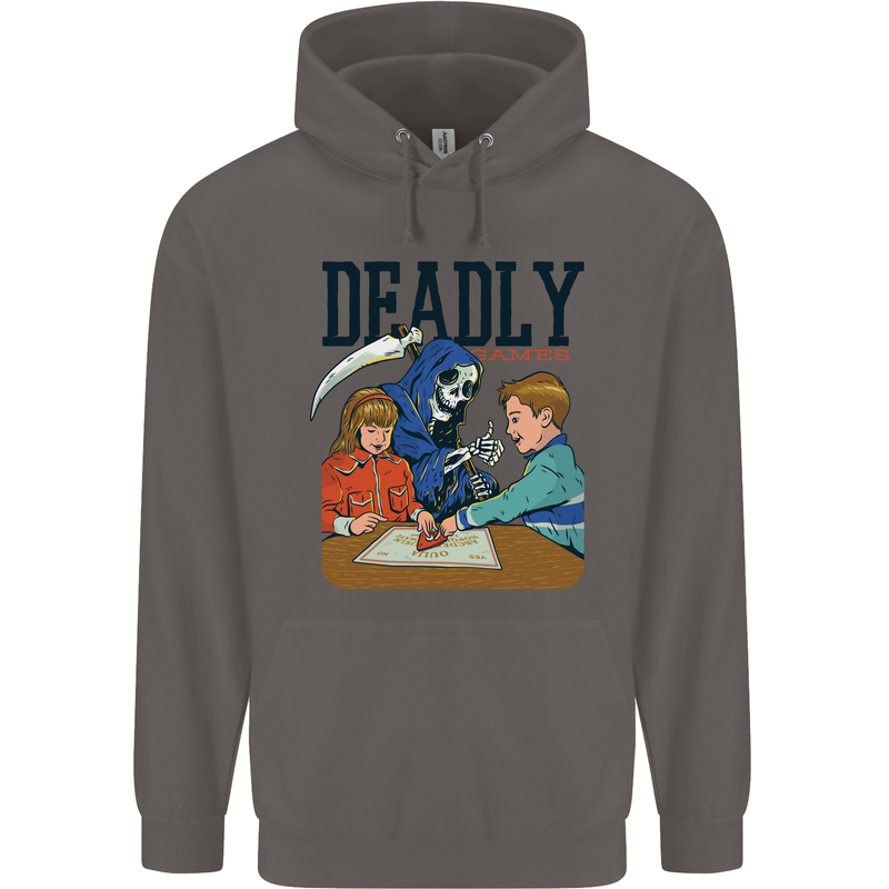 Deadly Games Ouija Board For Kids Grim Reaper Mens 80% Cotton Hoodie Charcoal