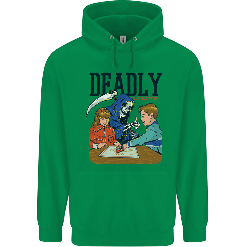 Deadly Games Ouija Board For Kids Grim Reaper Mens 80% Cotton Hoodie Irish Green