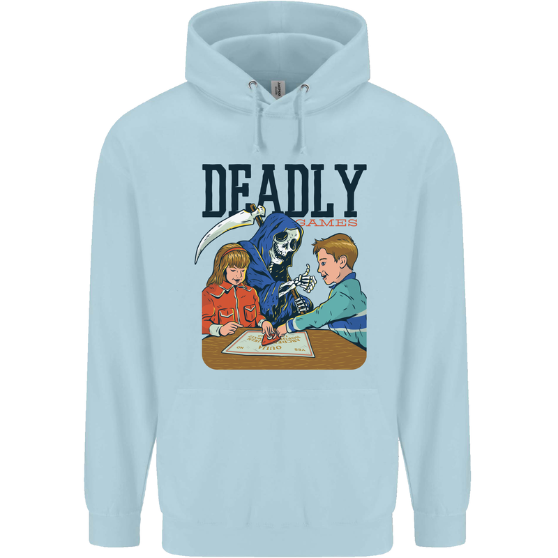 Deadly Games Ouija Board For Kids Grim Reaper Mens 80% Cotton Hoodie Light Blue