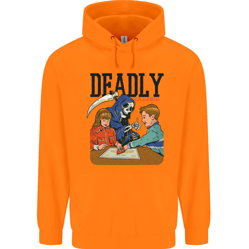 Deadly Games Ouija Board For Kids Grim Reaper Mens 80% Cotton Hoodie Orange