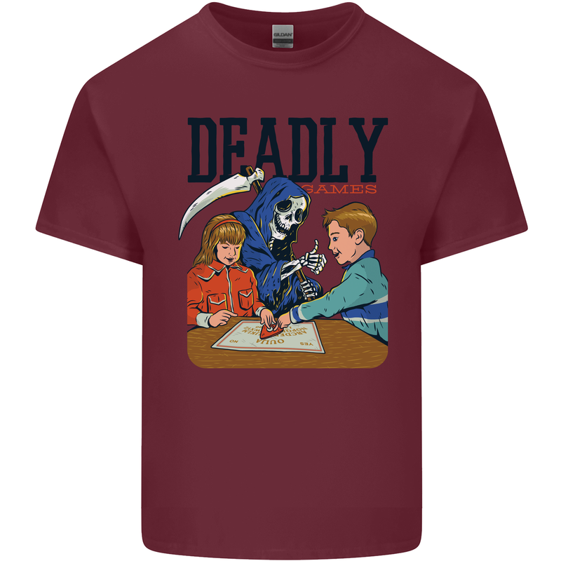 Deadly Games Ouija Board For Kids Grim Reaper Mens Cotton T-Shirt Tee Top Maroon