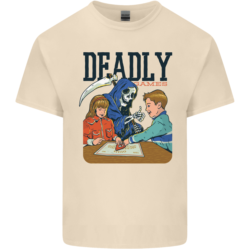 Deadly Games Ouija Board For Kids Grim Reaper Mens Cotton T-Shirt Tee Top Natural