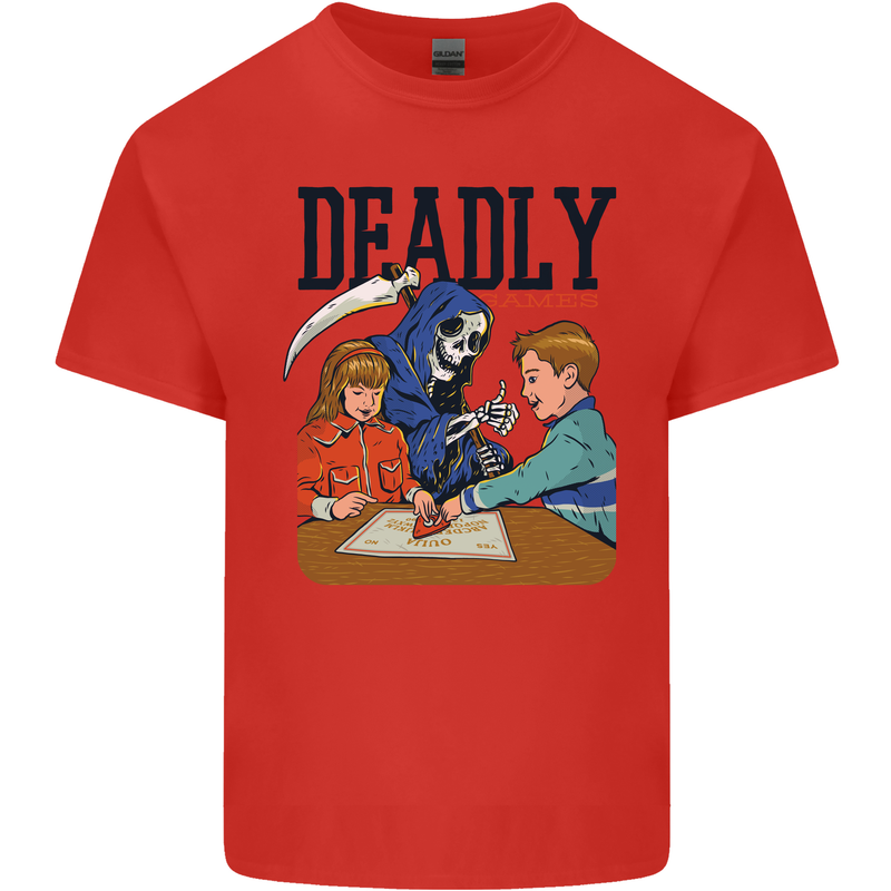 Deadly Games Ouija Board For Kids Grim Reaper Mens Cotton T-Shirt Tee Top Red