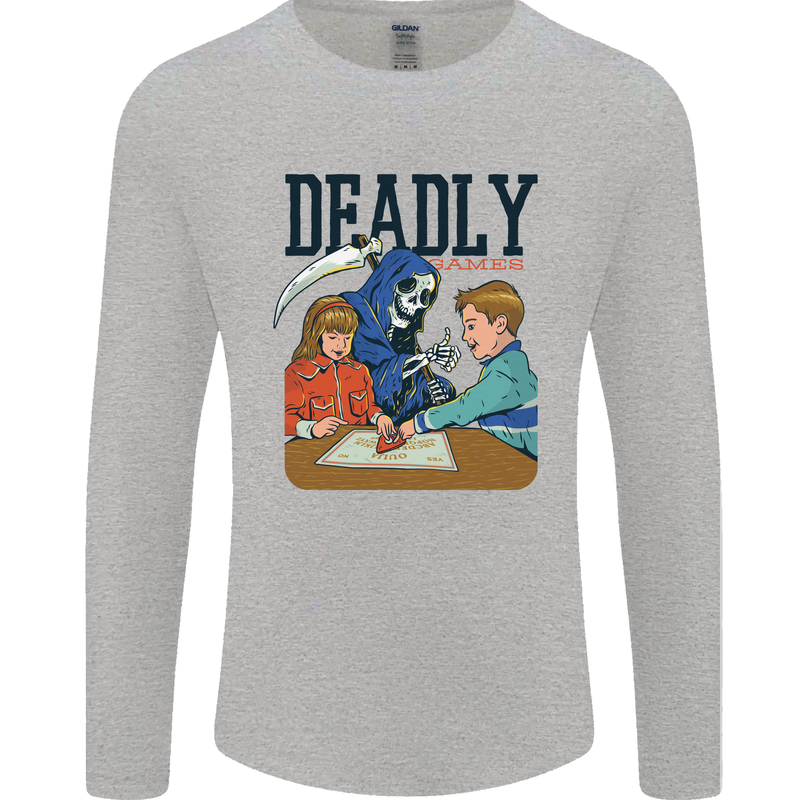 Deadly Games Ouija Board For Kids Grim Reaper Mens Long Sleeve T-Shirt Sports Grey