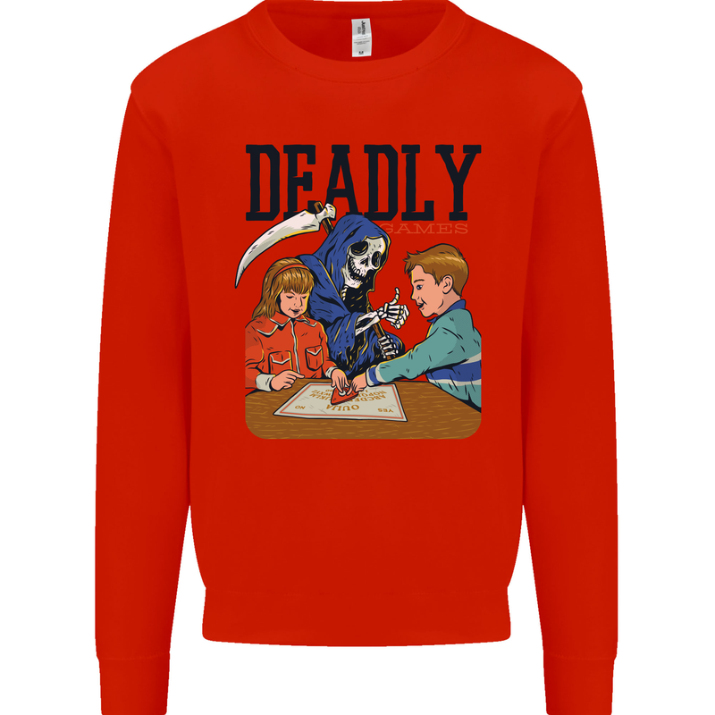 Deadly Games Ouija Board For Kids Grim Reaper Mens Sweatshirt Jumper Bright Red