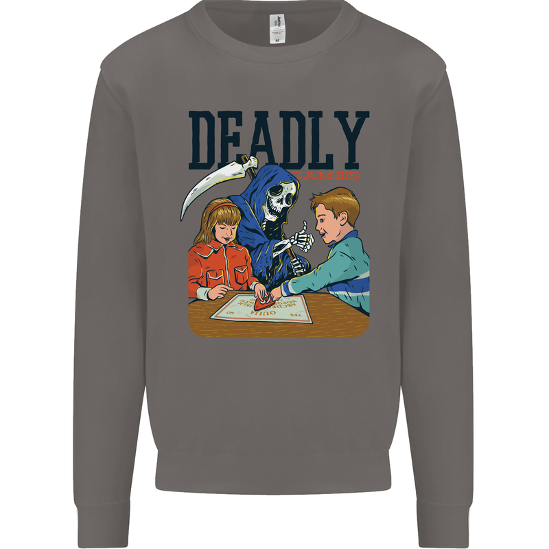 Deadly Games Ouija Board For Kids Grim Reaper Mens Sweatshirt Jumper Charcoal