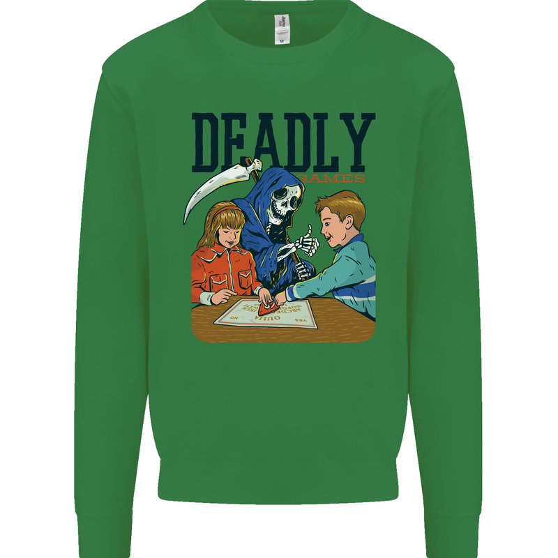 Deadly Games Ouija Board For Kids Grim Reaper Mens Sweatshirt Jumper Irish Green