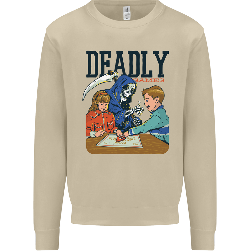 Deadly Games Ouija Board For Kids Grim Reaper Mens Sweatshirt Jumper Sand