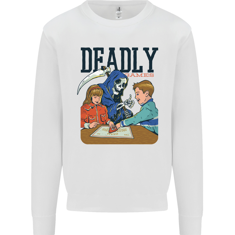 Deadly Games Ouija Board For Kids Grim Reaper Mens Sweatshirt Jumper White