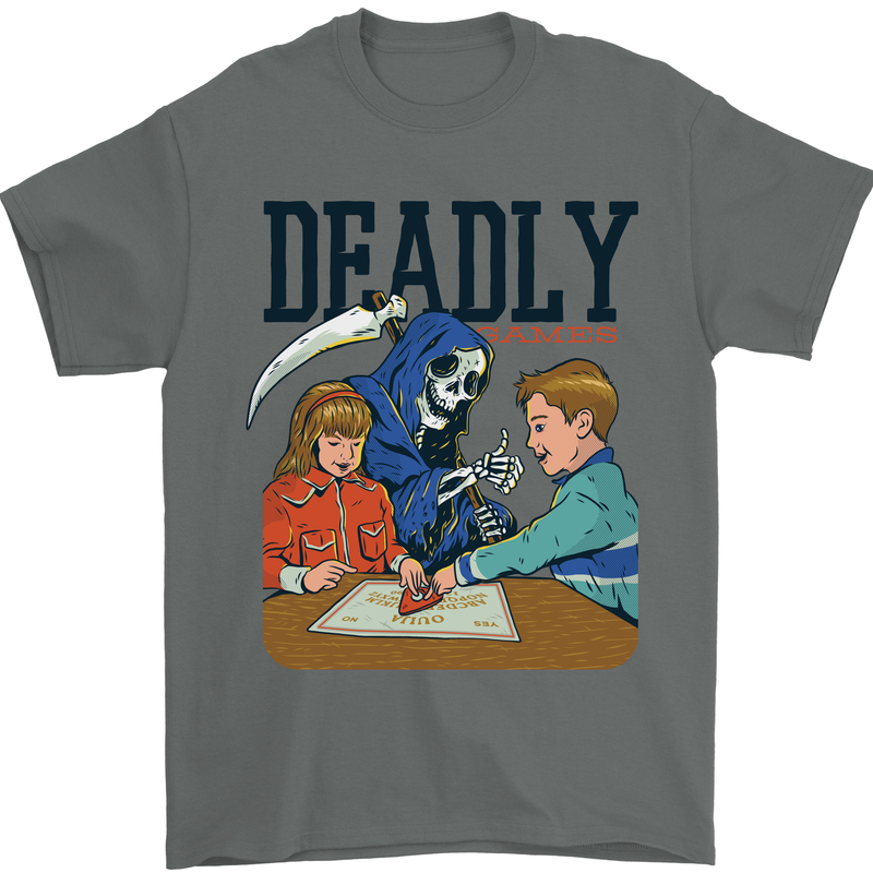 Deadly Games Ouija Board For Kids Grim Reaper Mens T-Shirt 100% Cotton Charcoal