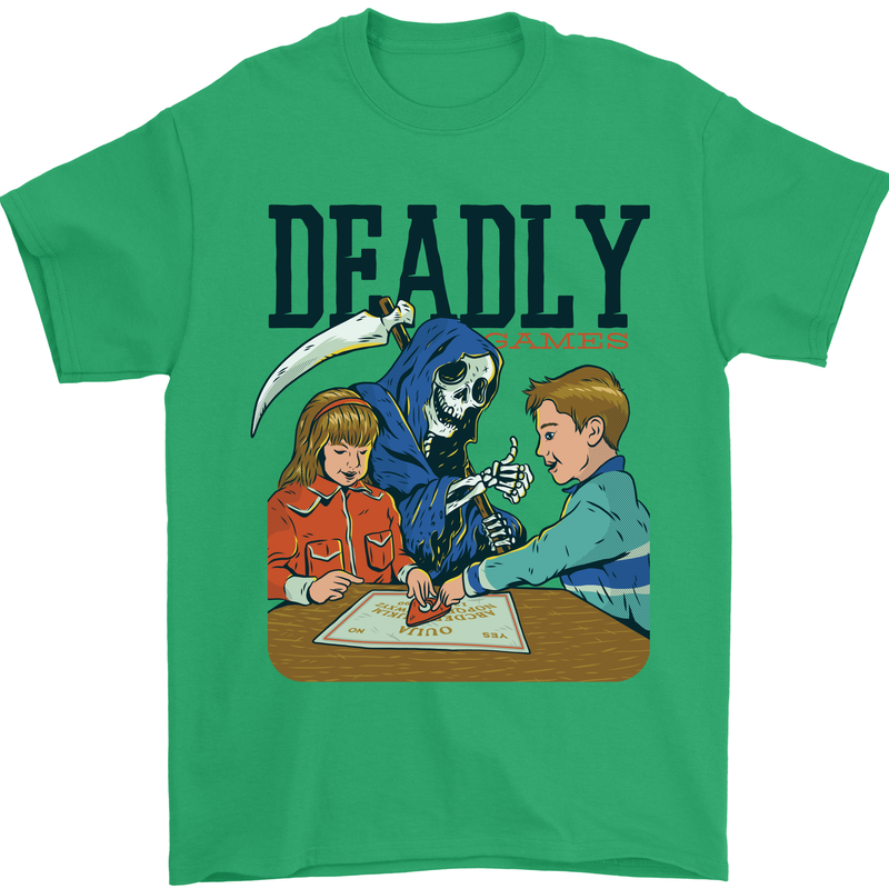 Deadly Games Ouija Board For Kids Grim Reaper Mens T-Shirt 100% Cotton Irish Green