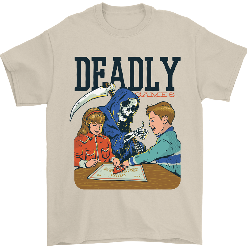 Deadly Games Ouija Board For Kids Grim Reaper Mens T-Shirt 100% Cotton Sand