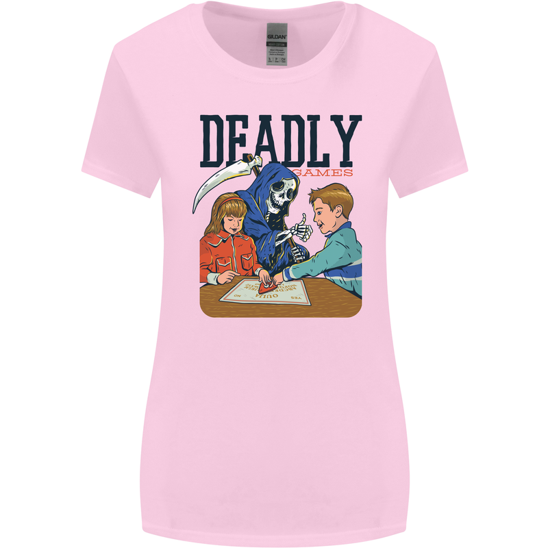 Deadly Games Ouija Board For Kids Grim Reaper Womens Wider Cut T-Shirt Light Pink