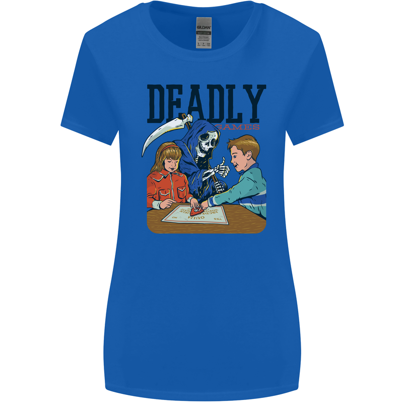 Deadly Games Ouija Board For Kids Grim Reaper Womens Wider Cut T-Shirt Royal Blue