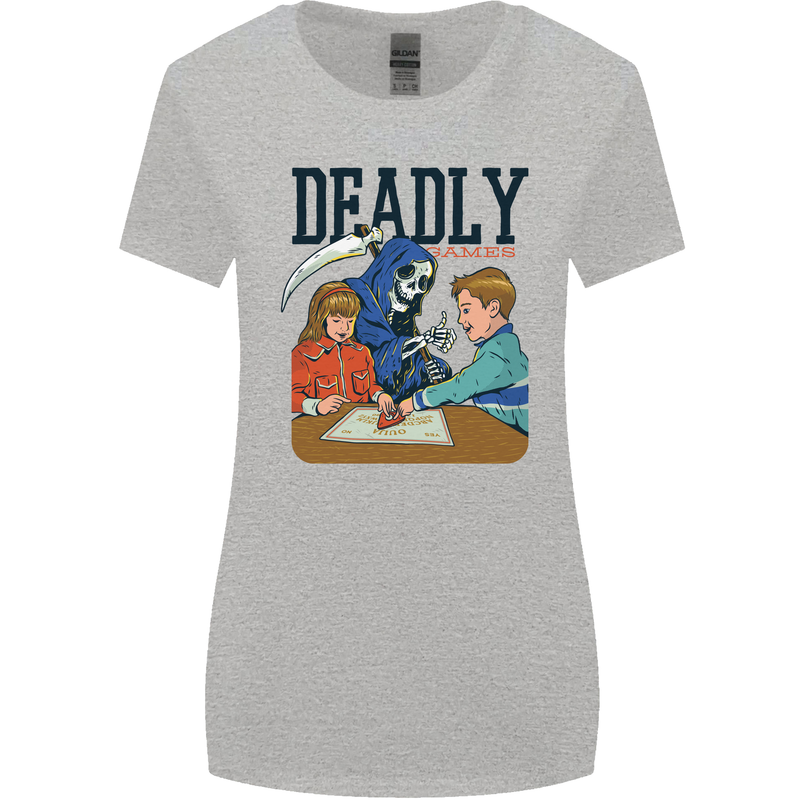 Deadly Games Ouija Board For Kids Grim Reaper Womens Wider Cut T-Shirt Sports Grey