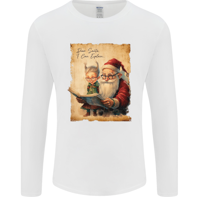 Dear Santa Claus I Can Explain Christmas Mens Long Sleeve T-Shirt White