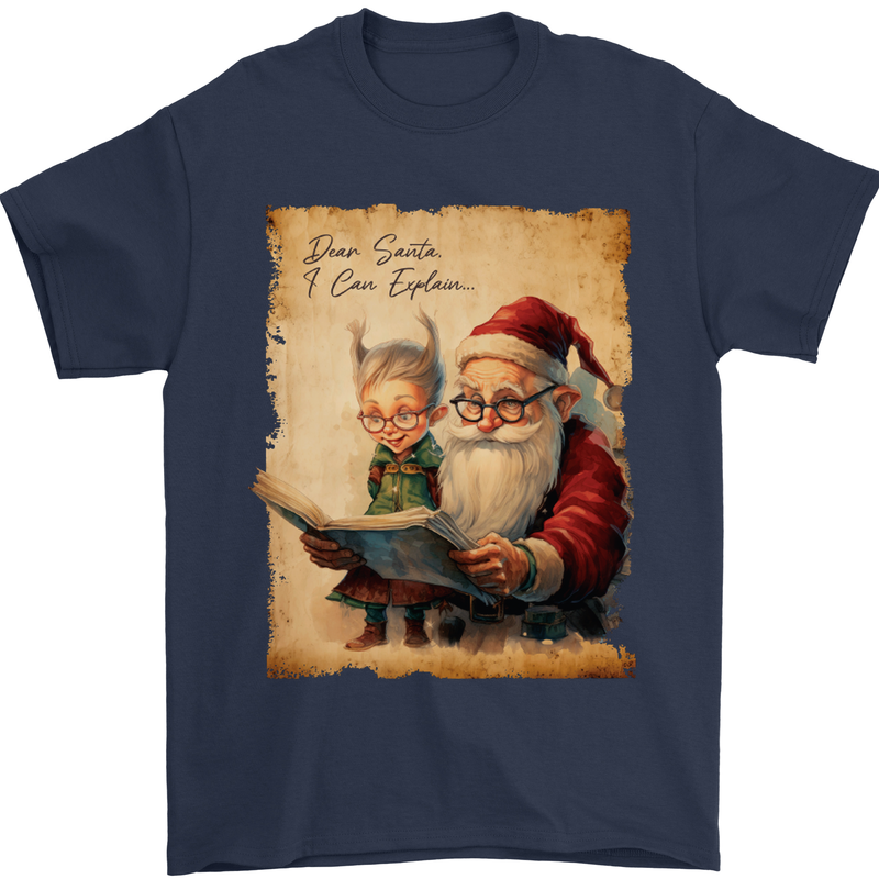 Dear Santa Claus I Can Explain Christmas Mens T-Shirt 100% Cotton Navy Blue