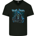 Death Awaits Evil Grim Reaper Skull Mens V-Neck Cotton T-Shirt Black