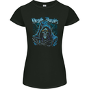 Death Awaits Evil Grim Reaper Skull Womens Petite Cut T-Shirt Black