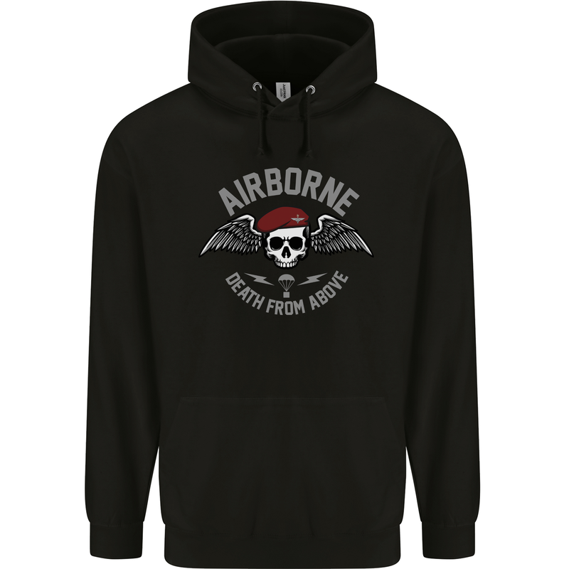Death From Above Para 1 2 4 Parachute Regiment Mens 80% Cotton Hoodie Black