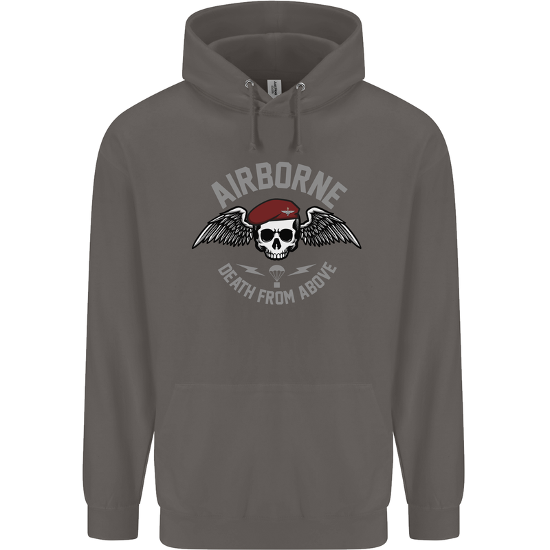 Death From Above Para 1 2 4 Parachute Regiment Mens 80% Cotton Hoodie Charcoal