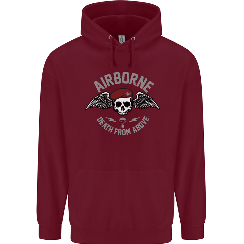Death From Above Para 1 2 4 Parachute Regiment Mens 80% Cotton Hoodie Maroon