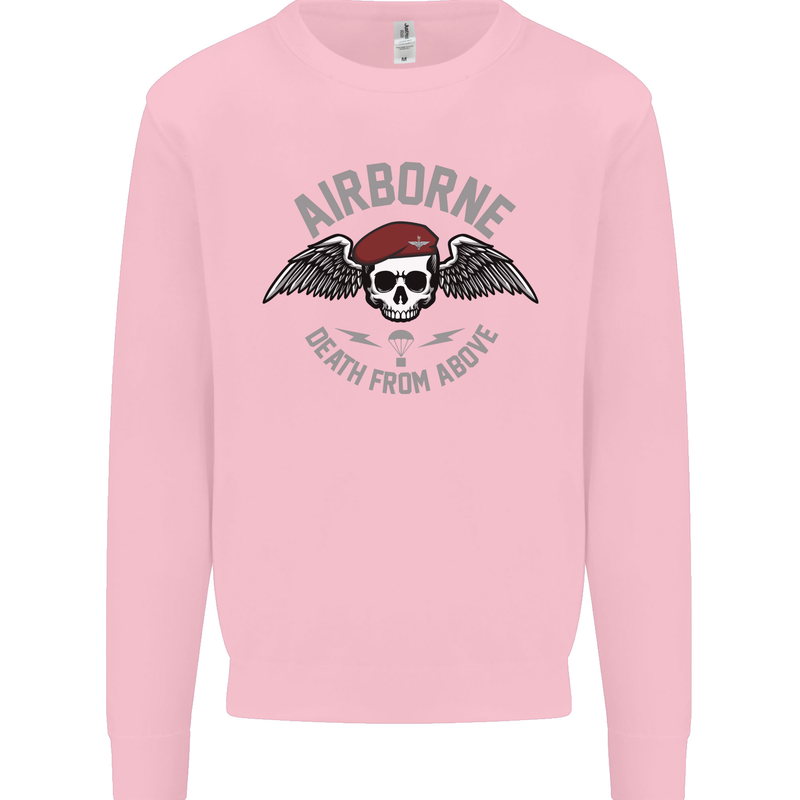 Death From Above Para 1 2 4 Parachute Regiment Mens Sweatshirt Jumper Light Pink