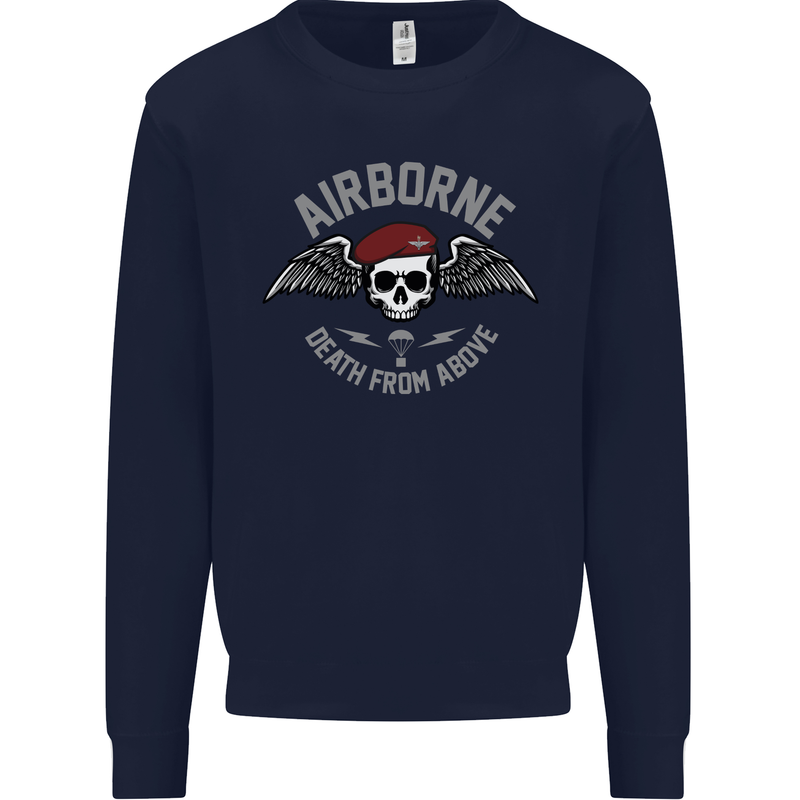 Death From Above Para 1 2 4 Parachute Regiment Mens Sweatshirt Jumper Navy Blue