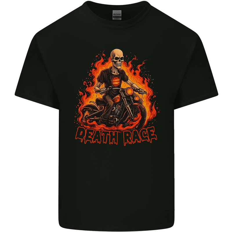 Death Race Biker Skull Motorbike Motorcycle Kids T-Shirt Childrens Black