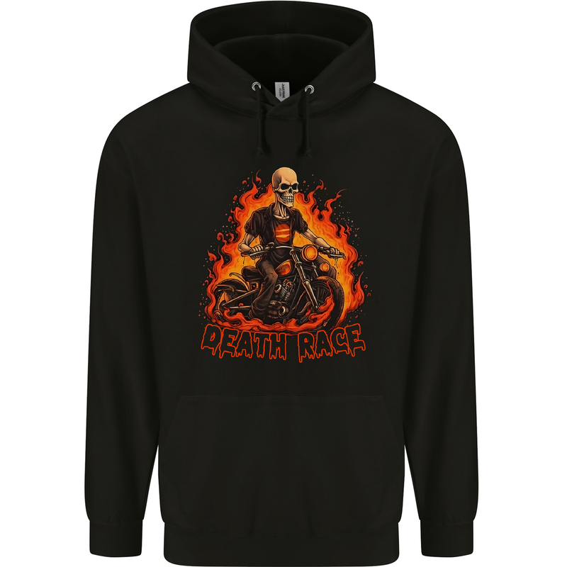 Death Race Biker Skull Motorbike Motorcycle Mens 80% Cotton Hoodie Black
