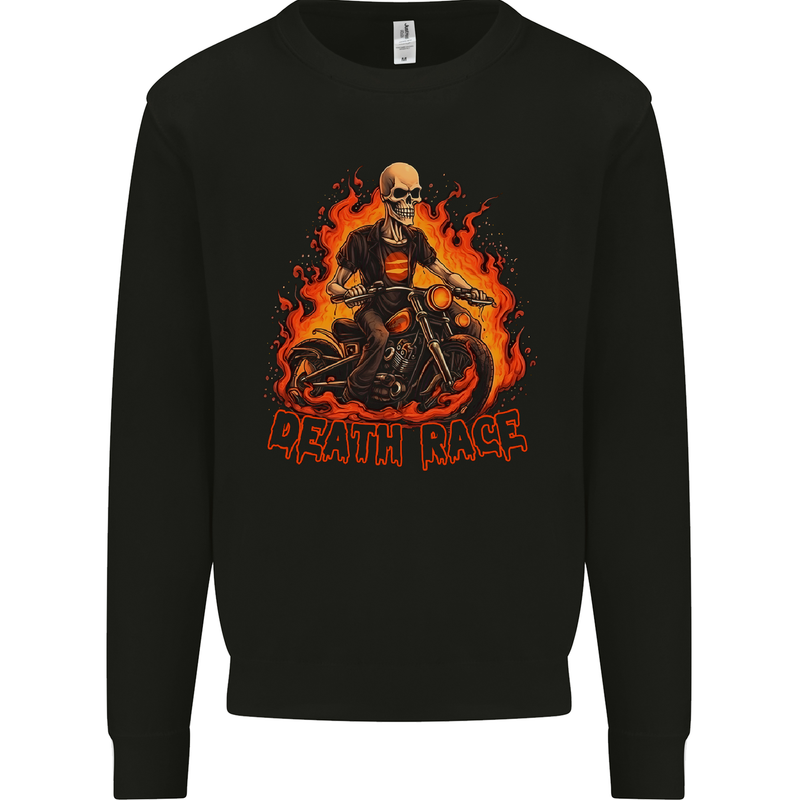 Death Race Biker Skull Motorbike Motorcycle Mens Sweatshirt Jumper Black