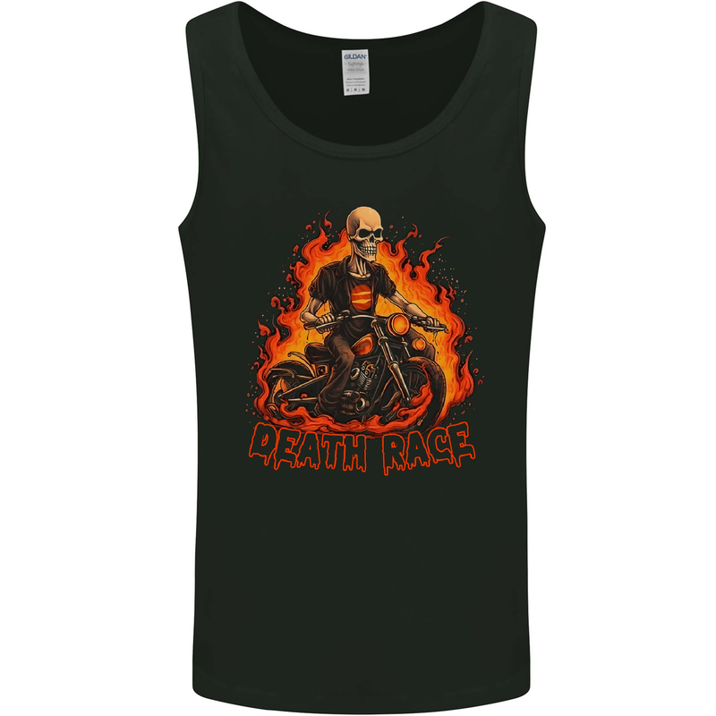 Death Race Biker Skull Motorbike Motorcycle Mens Vest Tank Top Black