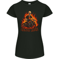 Death Race Biker Skull Motorbike Motorcycle Womens Petite Cut T-Shirt Black