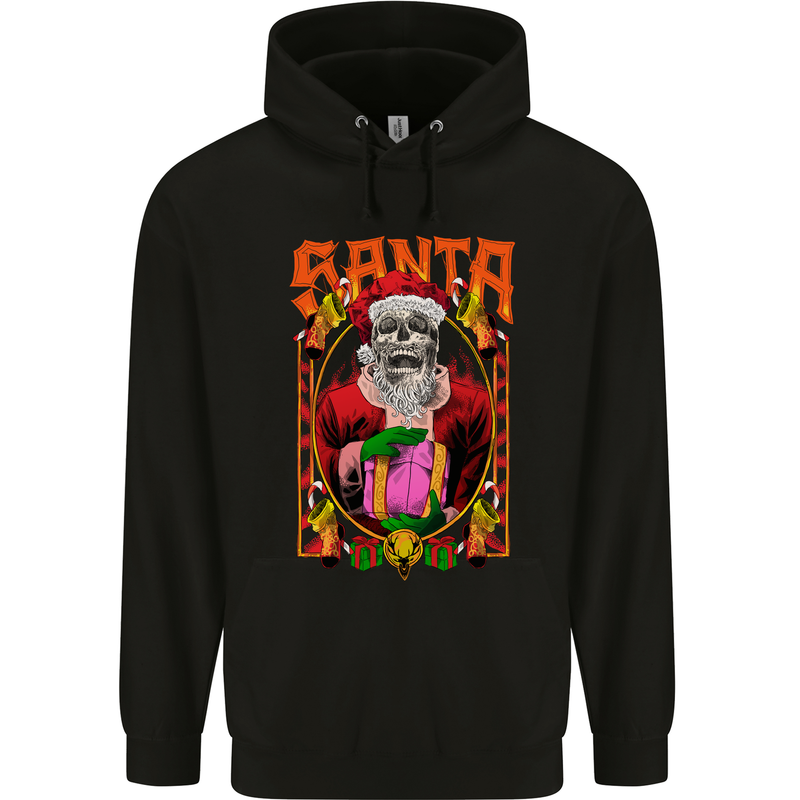 Death Santa Satan Skull Christmas Xmas Childrens Kids Hoodie Black