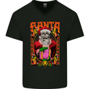 Death Santa Satan Skull Christmas Xmas Mens V-Neck Cotton T-Shirt Black