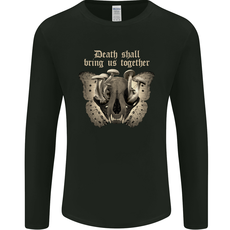 Death Together Butterfly Skull Mushrooms Mens Long Sleeve T-Shirt Black
