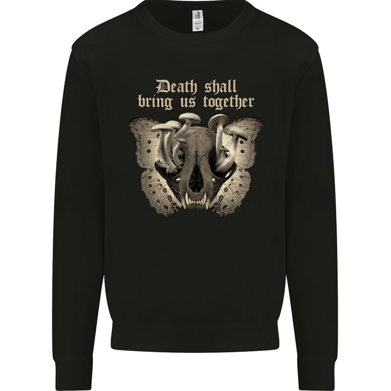 Death Together Butterfly Skull Mushrooms Mens Sweatshirt Jumper Black