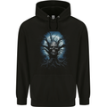 Death Tree Scary Skull and Moon Mens 80% Cotton Hoodie Black