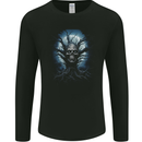 Death Tree Scary Skull and Moon Mens Long Sleeve T-Shirt Black