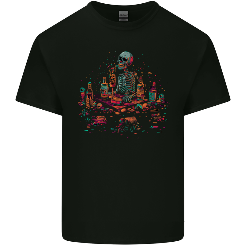 Debauchery Death Skull Alcohol Beer Weed Kids T-Shirt Childrens Black
