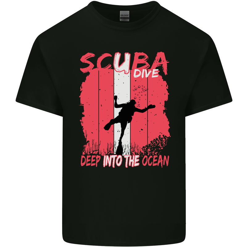 Deep into the Ocean Scuba Diving Diver Mens Cotton T-Shirt Tee Top Black